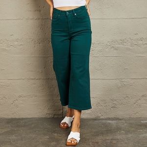 Judy Blue Hailey Full Size Tummy Control High Waisted Cropped Wide Leg Jeans